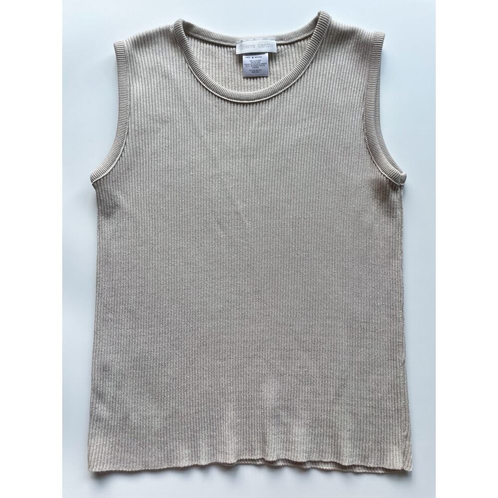 Women's Pierre Cardin Neutral Beige Knit Sweater Tank Size Medium
